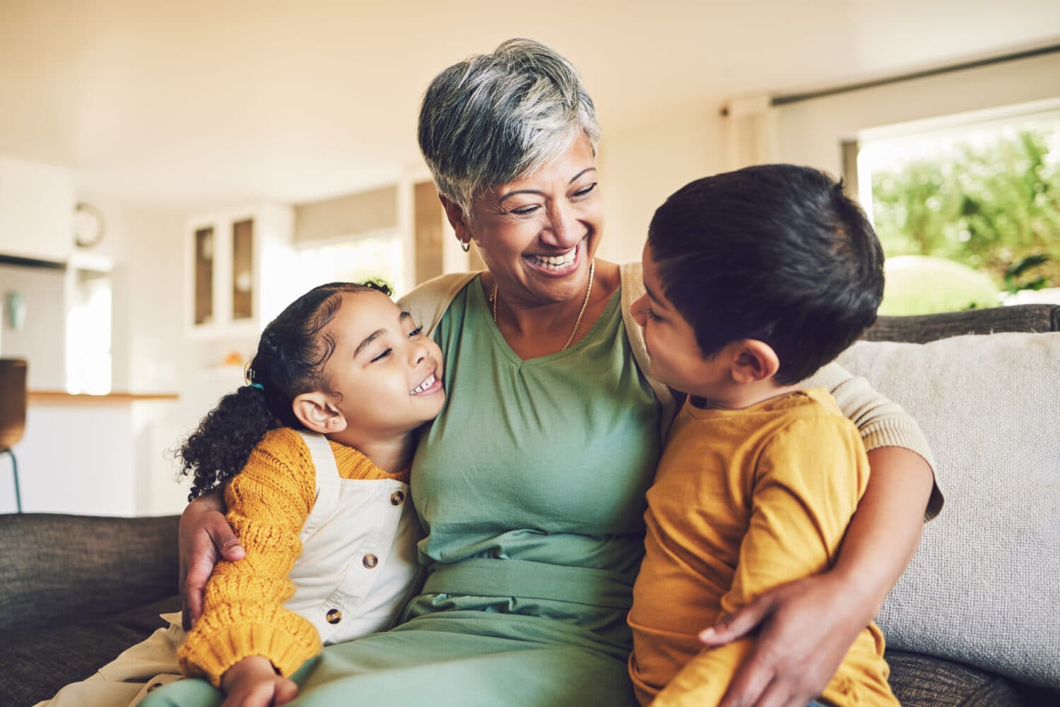 Grandmother enjoying time with her grandkids.